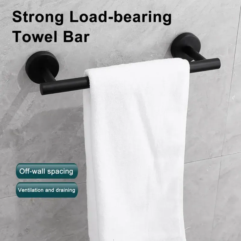 Shower Curtains Stainless Steel Towel Bar Bathroom Single Hook Heavy Duty Organizer Set Roll Paper For Modern