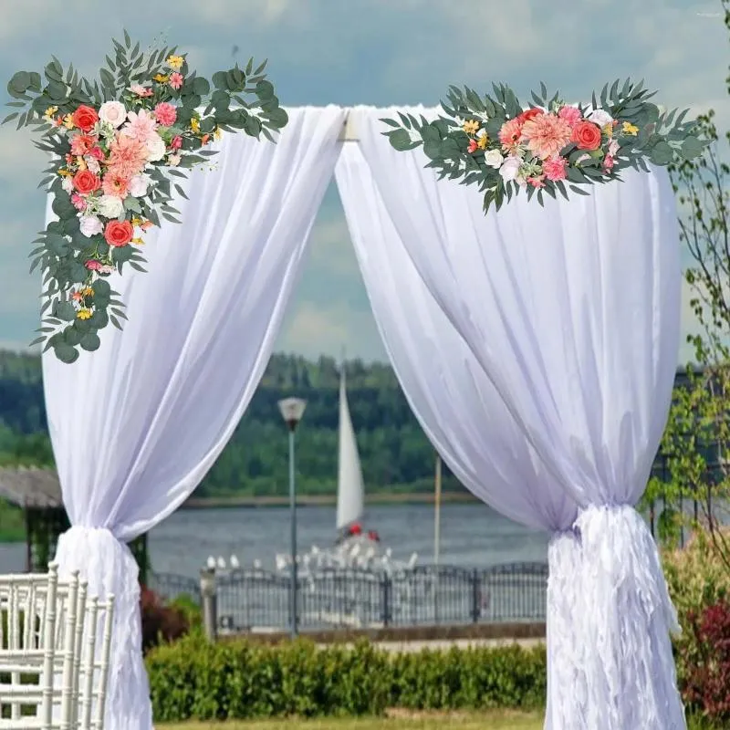 Decorative Flowers 2Pcs Wedding Arch Kit Wreath Centerpiece Decoration Garland For