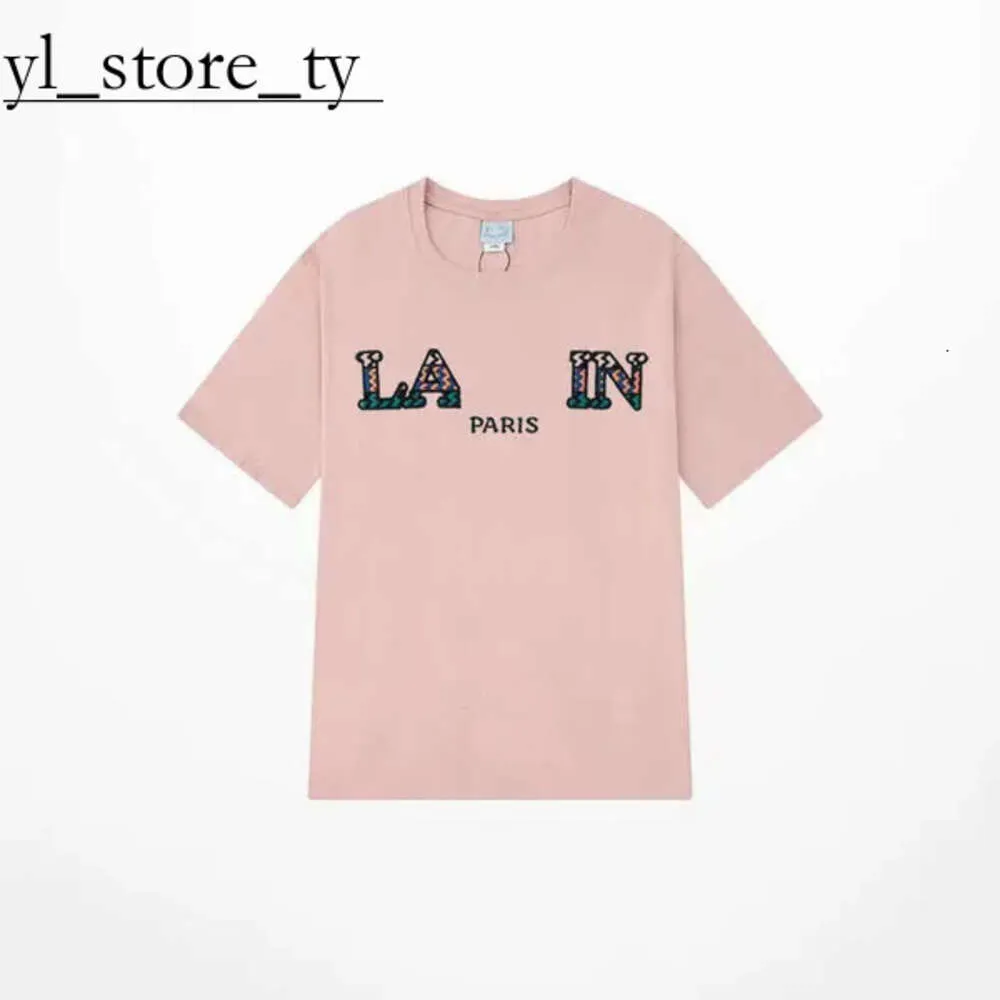 Футболка Lanvis Мужская SS24 Дизайнерская футболка Lanvis Curb Роскошная женская бежевая крапинка с алфавитным принтом Модная повседневная свободная футболка с половиной рукава Белая одежда Lanvis 4496
