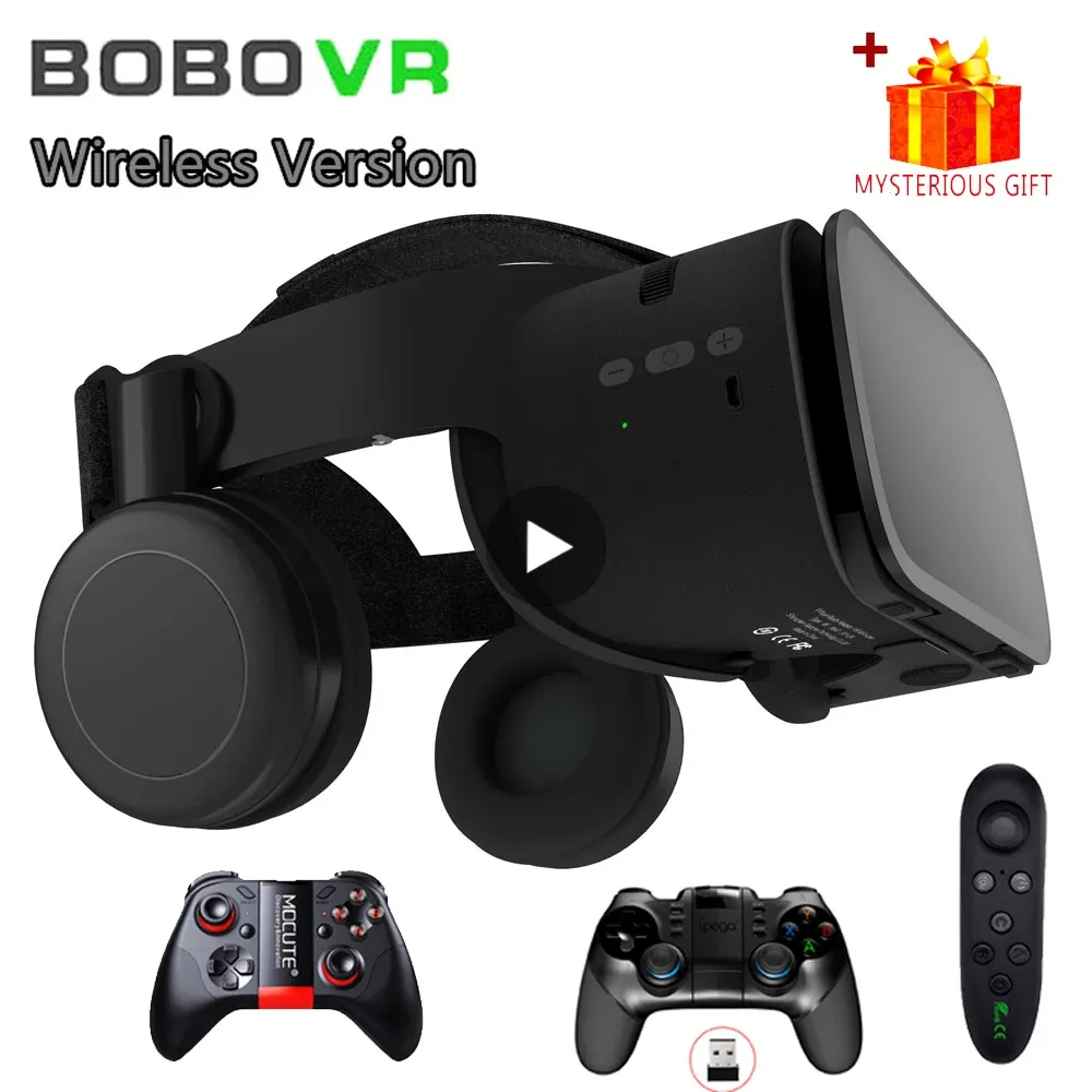 Enheter Bobovr Bobo VR Z6 Viar 3D Virtual Reality Glasses Bluetooth Headset Devices Hjälmlinser Goggle Smart för smarttelefon Mobiltelefon