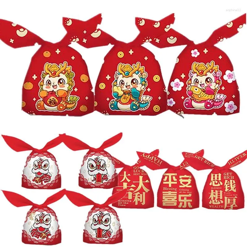 Presentförpackning 25st kinesiska drake gåvor väska plast självförsegling matförpackningar leveranser kakor godis bakning förvaring väskor