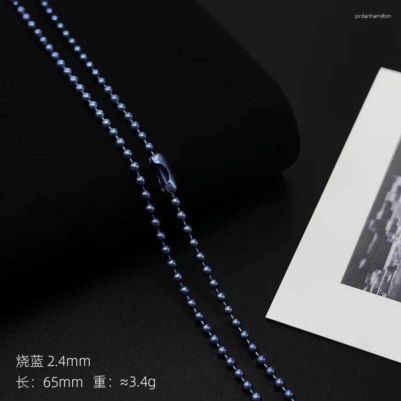 Pendanthalsband mode 2,4 mm/3mm/4mm TA1 Pure Titanium Bobble Bead Chain Men's Halsband Arbetstaggen Tillåt Lanyard Military Dog Ti