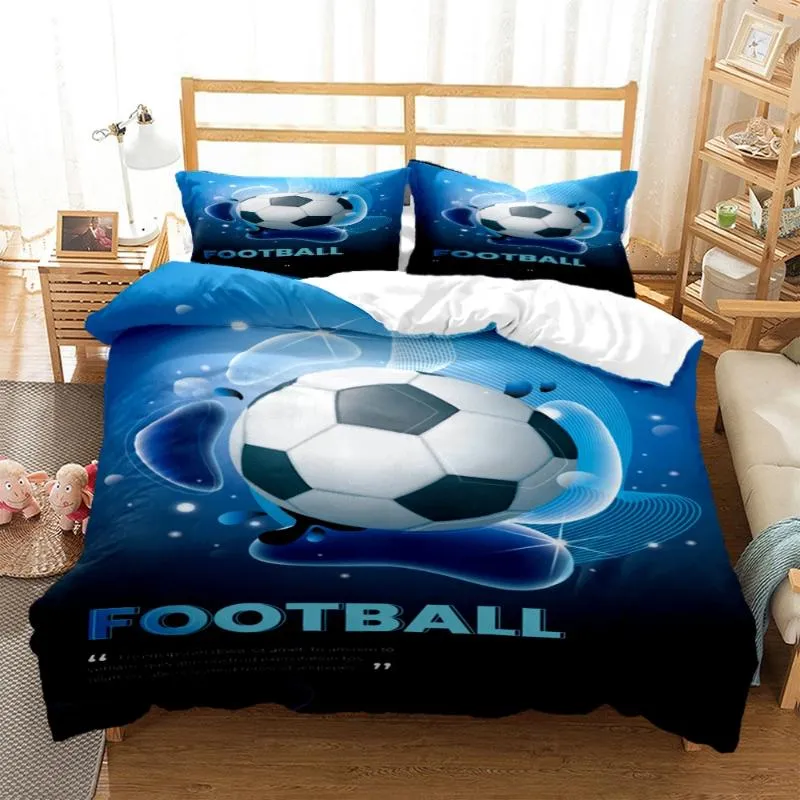 Sängkläder set fotboll täcker digitalt tryck polyester barn barn täcker pojkar sängkläder set för tonåringar king size