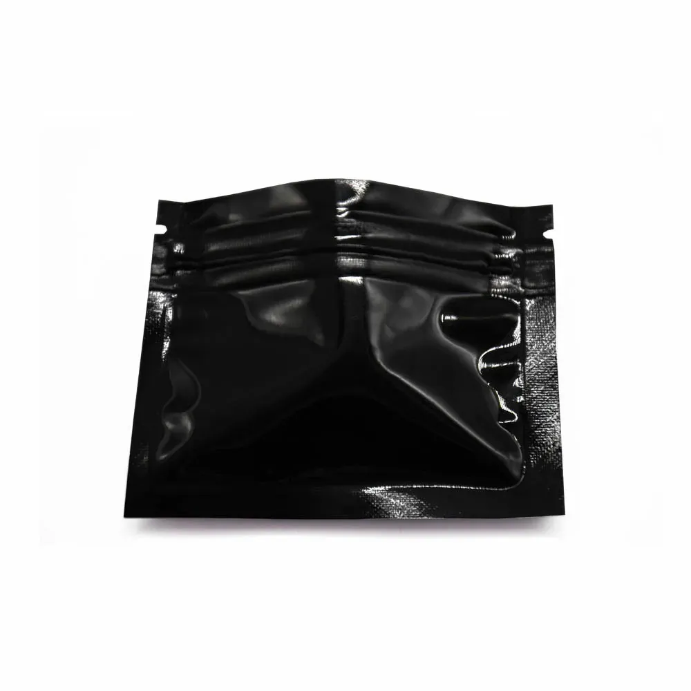 Flat Type 7.5x6.3cm Small Aluminum Foil Zip Lock Bags Capsule Packaging Black Mylar Foil Packing Zipper Coffe Tea Bag