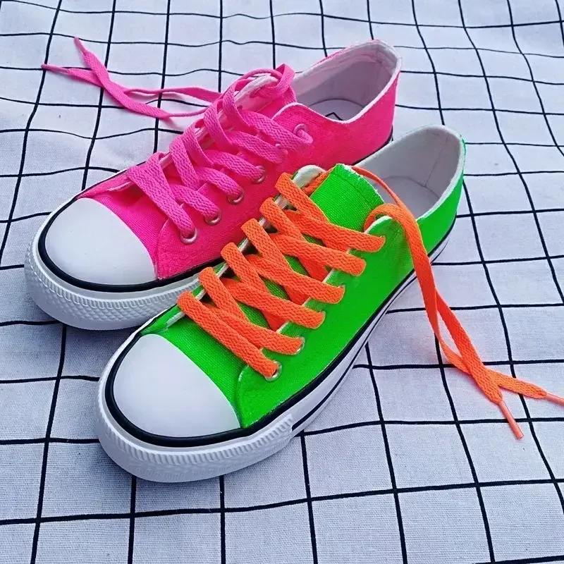 Buty Lowtopcanvas Buty miękkie dziewczyny buty swobodne buty fluorescencyjne kolor kolor patchwork ręcznie malowane buty płasko z szkolnymi butami C101