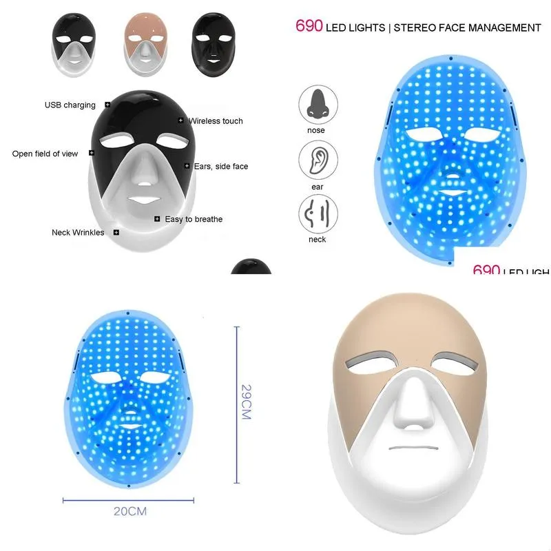 Gesichtspflegegeräte Wiederaufladbare LED-Maske P auf Therapie Schönheit Hautinstrumente zur Verjüngung Falten Akne Entfernung Aufhellung 230706 Drop DH8Y2