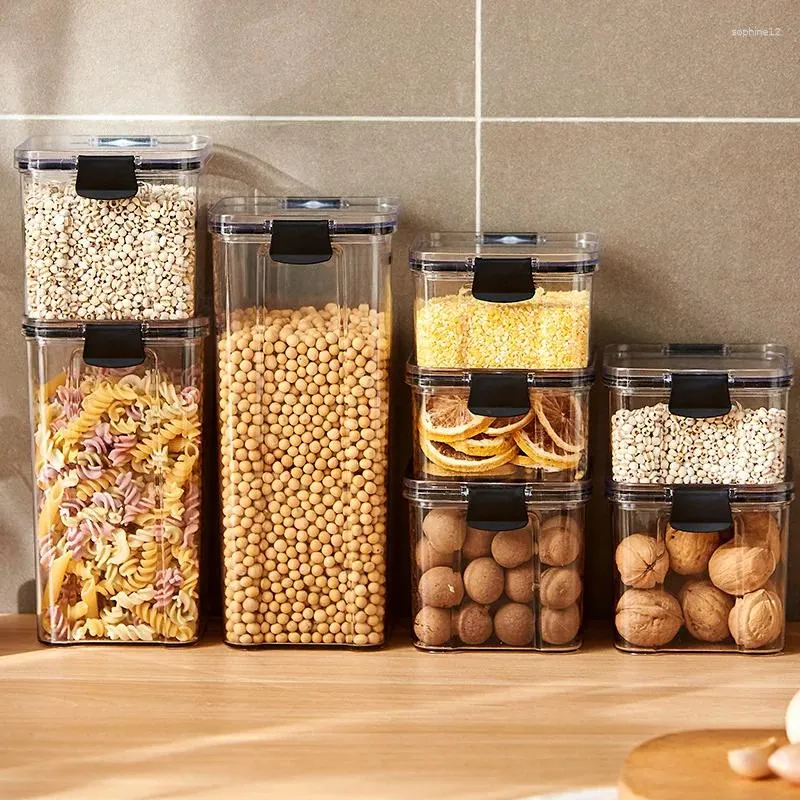 Storage Bottles Food-grade Multi-grain Plastic Sealed Jar Transparent Can Superimpose Refrigerator Preservation Box Snack Candy