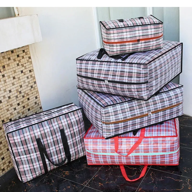 2024 Kleidung mit hoher Kapazität Kleidung Quilt Aufbewahrung Bag verschieben Gepäck Vermutungen organisieren dicke Leinwandbeutel wasserdichtes nicht gewebter Reißverschluss paketquilt Gepäck Vermutungen organisieren
