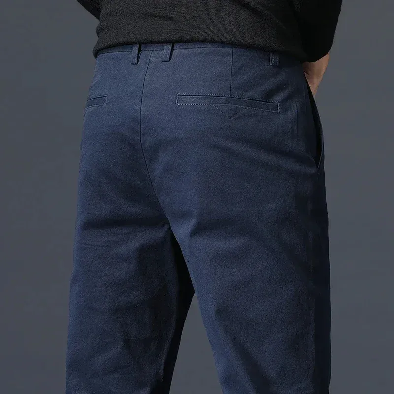 Spring herfst casual broek mannen broeken kleding katoen recht regelmatig voor Korea Basic Black kaki blauw 240321