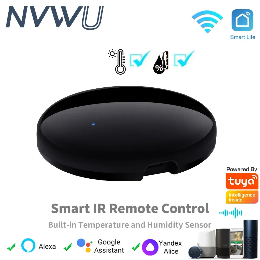 에어컨 TV 지원을위한 스마트 홈 자동화를위한 온도 습도 센서가있는 Tuya Smart Wi -Fi IR 제어 Alexa, Google Home