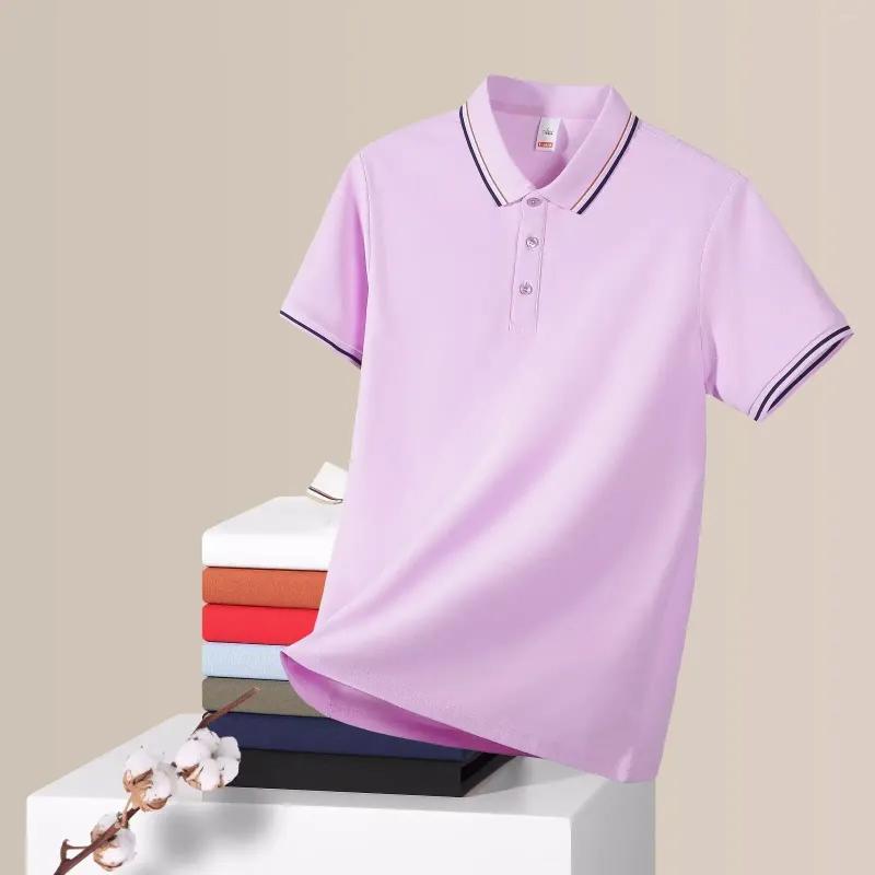 Мужские рубашки-поло Летняя футболка с коротким рукавом Повседневная деловая облегающая посадка Удобная дышащая тонкая одежда высокого качества Мода