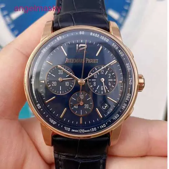 Custom AP Wristwatch CODE 11.59 Series 26393OR Rose Gold Smoked Purple Mens Fashion Leisure Business Sports Chronograph Watch