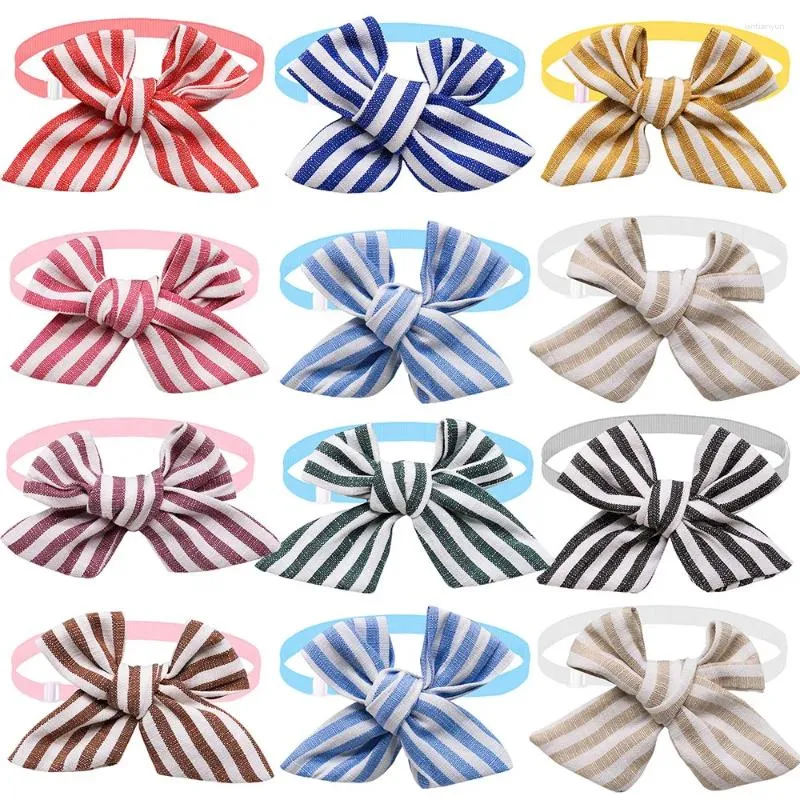 Vestuário para cães 10pcs Pet Cat Bowties Classics Stripe Collar Bow Gravatas Ajustáveis ​​para Pequeno Filhote de Cachorro Grooming Acessórios Fornecedor