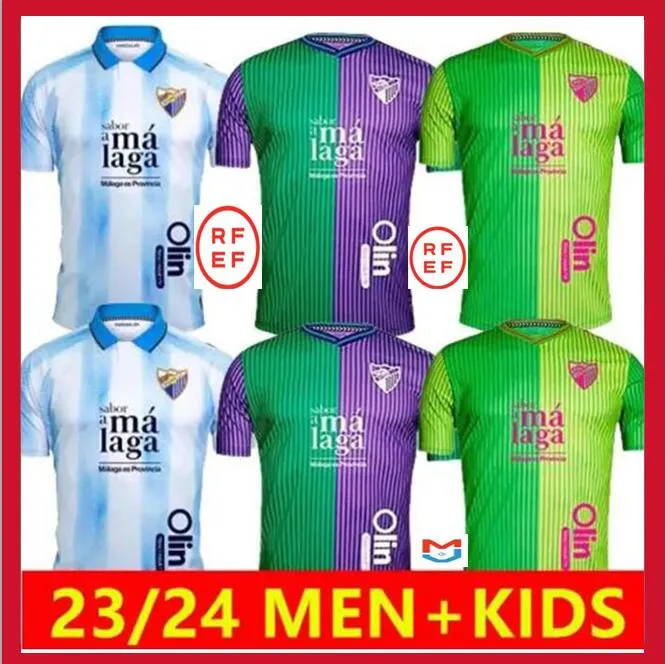 23/24 CF Malaga Soccer Jerseys 2023/2024 away JUANPI Luis Munoz Febas ADRIAN Maglia da calcio Burgos Casas Juankar camiseta de fUtbol Juande Febas Uniformi uomo bambino kit