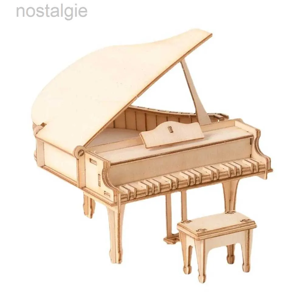 Blokken 3D Piano Houten bouwpakketten Speelgoed Kinderen Bouwstenen Constructor Educatieve modellen Jigsaw Overschilderbaar DHZ Monteren Cadeau voor volwassenen 240401