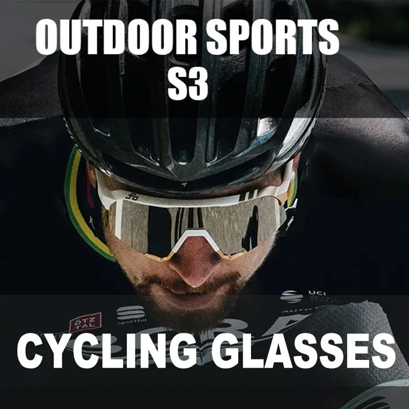 S3 Cycling Glasses Outdoor Sports Sunglasses Mountain Bicycle Men Women Speed Road Bike Goggles Eyewear TR90 with Box 240401