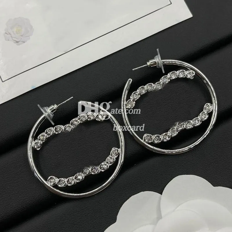 Designer Crystal Hoop Earring Dangler Charm Sterling Silver Earrings Women Letter Earrings With Gift Box