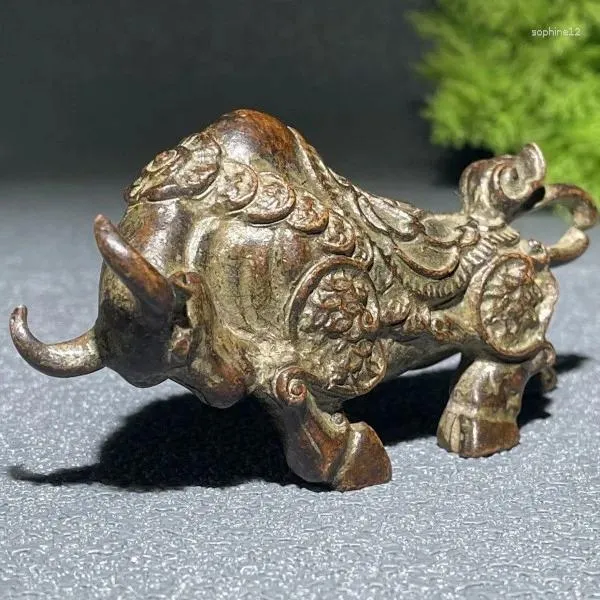 Dekorativa figurer Copper Fucai Twin Cow Office Study Bo Shelf Tea Table