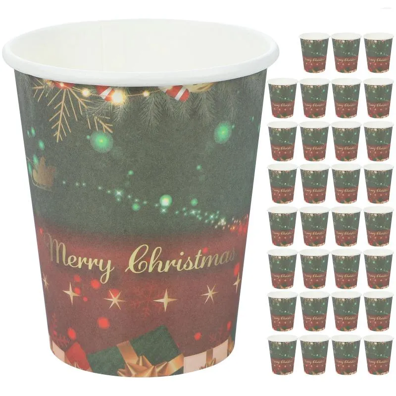 Kubki jednorazowe Słomaki papierowe uchwyt na wodę Boże Narodzenie zagęszcza biuro kawy Bankiet Bankiet Kubki do picia