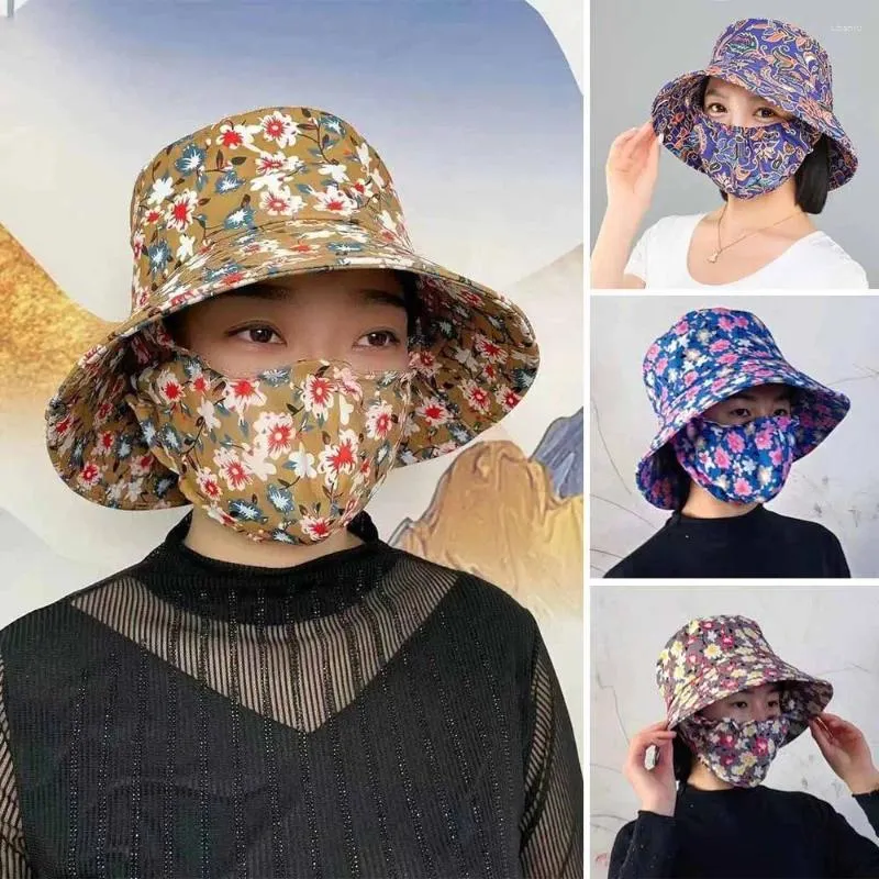 Wide Brim Hats Bucket Hat Tea Picking Cap Dust Mask Protect Neck Anti-uv Agricultural Work With Fisherman Unisex