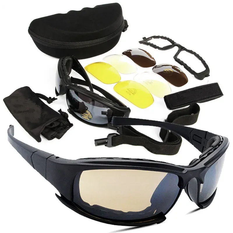 Occhiali tattici polarizzati occhiali da sole militari con 4 lenti originali set da tiro da tiro esterno da uomo esterno