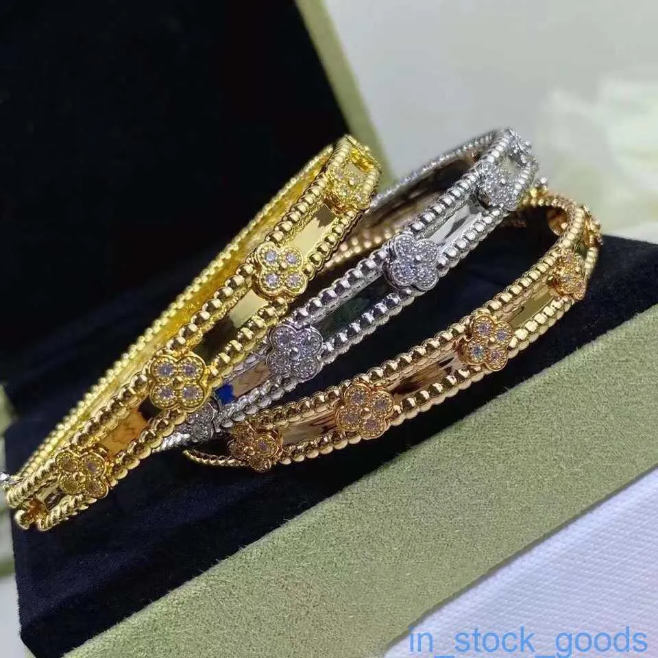 Brazalete de marca fina de lujo para mujer Pulsera con caleidoscopio Vanclef Trébol para mujer Edición estrecha Pulsera ligera con hebilla de oro rosa de lujo