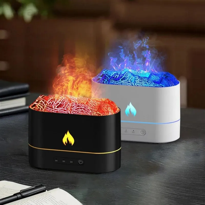 250ml Lava Volcanic Aroma Oil Diffuser with Colorful Flame Lamp USB Ultrasonic Aromatherapy Air Humidifier Fragrance Diffuser 240321