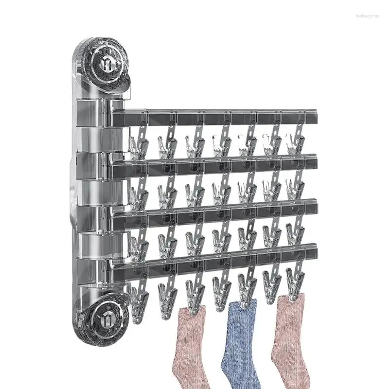 Kleiderbügel, Socken-Trocknungs-Clip-Rack, faltbar, Reisezubehör, 4-Stangen-Wäschebügel für Handtücher, BHs