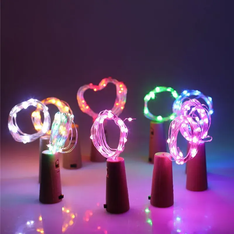 LED DIY Bottle String Lights Christmas 2M Silver Wire Fairy Lighting for Wedding Halloween Party Decor