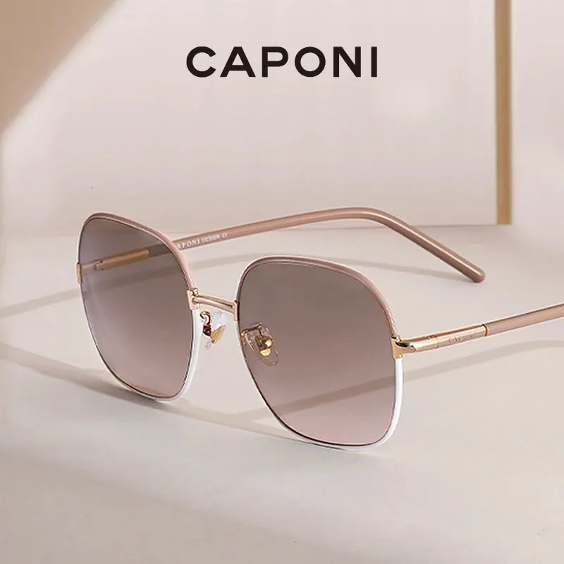 Caponi Womens Sunglasses Fashion Square Strendy Style Sun Glasses Lenses UV400 Protection Eyewear Pack مع Box CP21032 240326