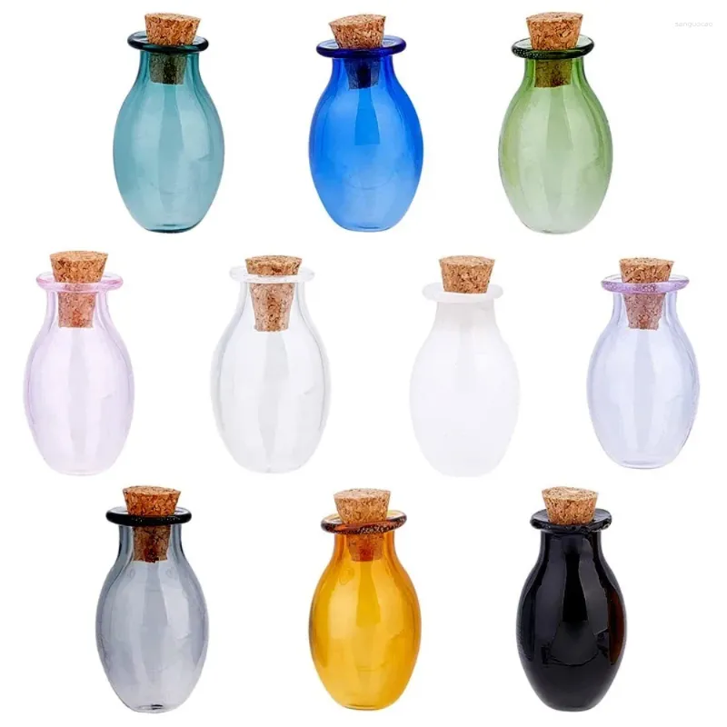 Bouteilles de stockage 10 pièces avec bouchons en liège, Mini verre mignon, ovale, petits pots de sorts colorés, décorations pour la maison, bouteille de Potion