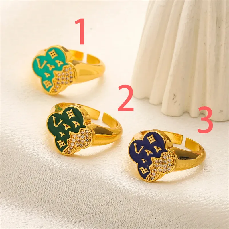 Lüks düğün aşk yüzüğü cazibe yonca desen yüzüğü klasik tasarımcı kız mücevher bahar moda hediye butik yüzük