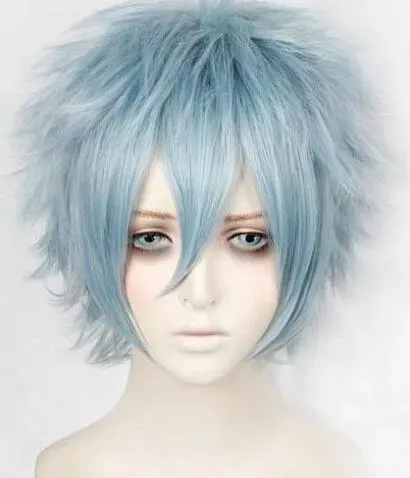 Wigs free shipping Charming beautiful Hot sell Quality New My Boku no Hero Academia Tomura Shigaraki Short Mixed Grey Blue Cosplay Hair