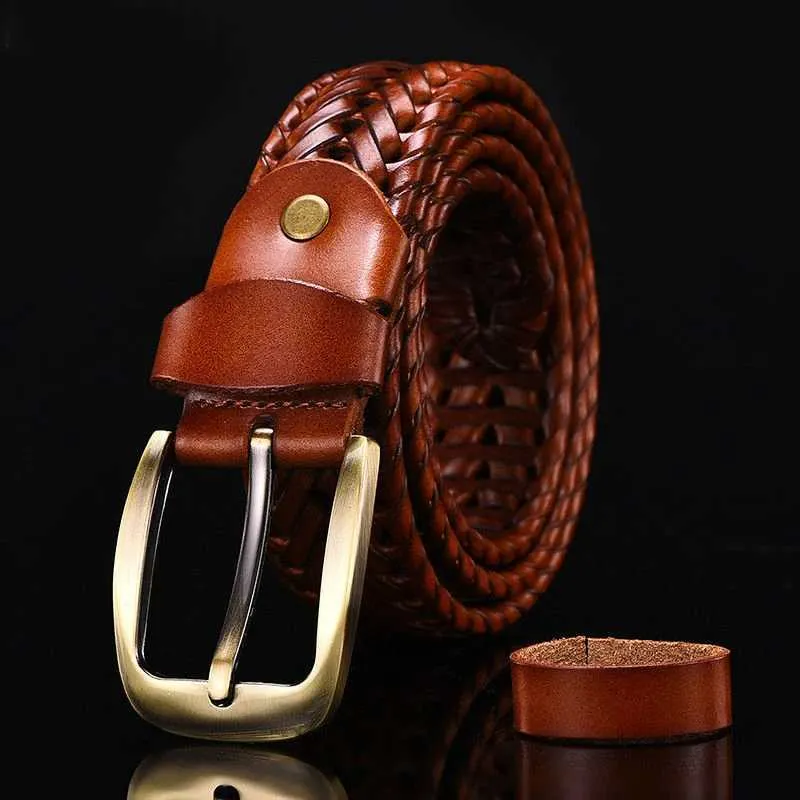 Belts New handmade knitted buckle strap Korean version high-quality mens and womens business travel golf leisure belt Q240401