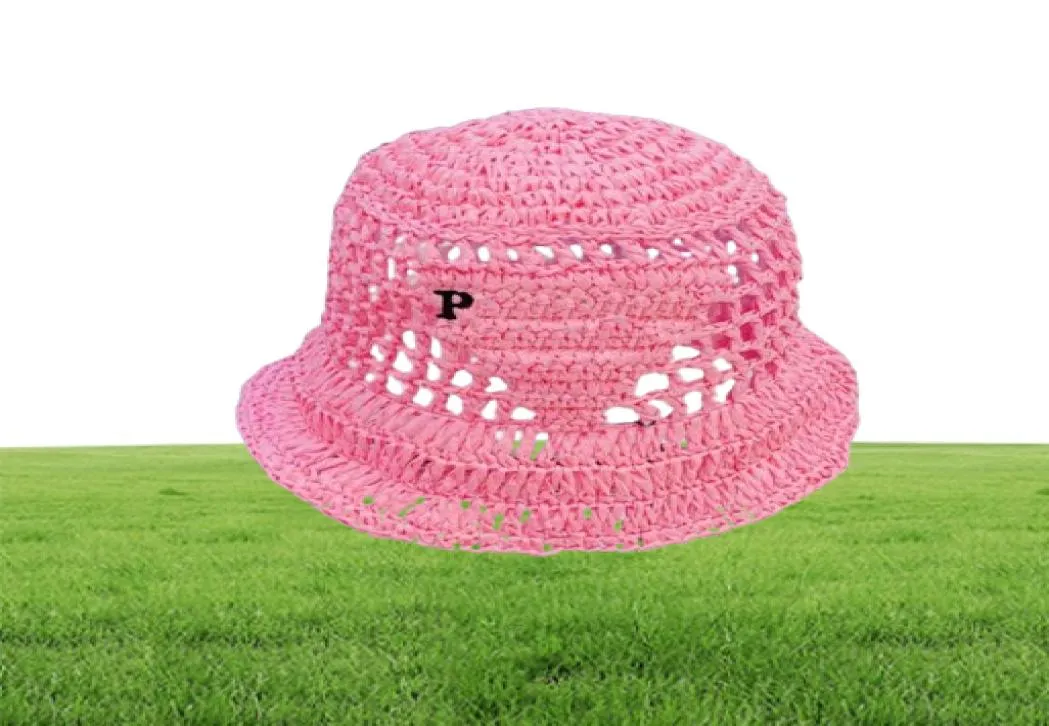 Summer słomy rybak ręcznie tkana czapka na świeżym powietrzu Straw Hat Unisex Holiday Travel Hats haftowany projektant liter Cap9835001