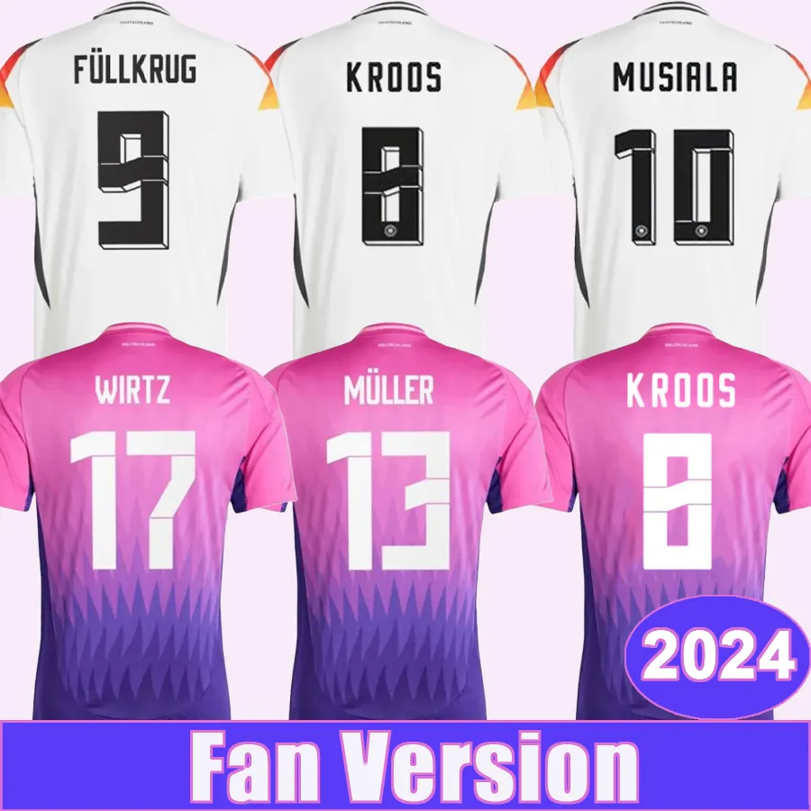 2024 Fani Germanys Mens Mens piłka nożna drużyna narodowa Muller Havertz Kroos Musiala Gundogan Kimmich Home Away Football Taberty dla dorosłych mundury dla dorosłych mundury