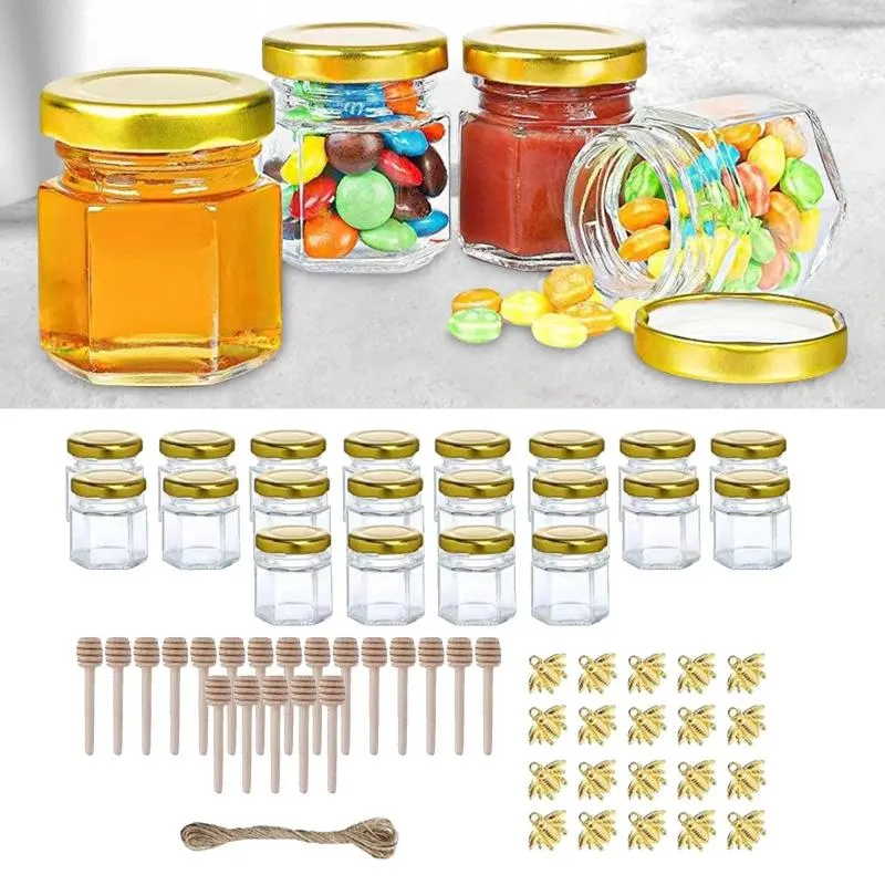 Bouteilles de stockage paquet de 20 mini pots en verre avec couvercles torsadés pour le miel et les liquides