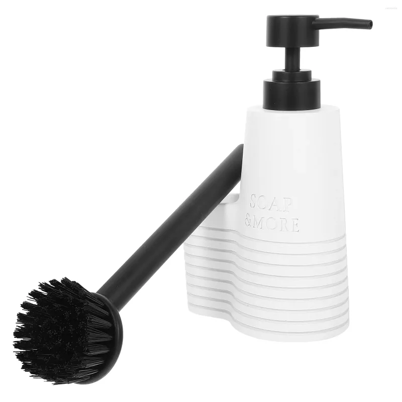 Dispensador de jabón líquido, 1 Juego de soporte para loción, cepillo de limpieza, contenedor tipo prensa, botella de baño