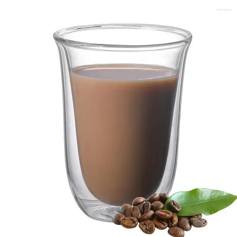 Tasses à café en verre à Double paroi, tasses en Borosilicate transparent, thé Cappuccino isolé