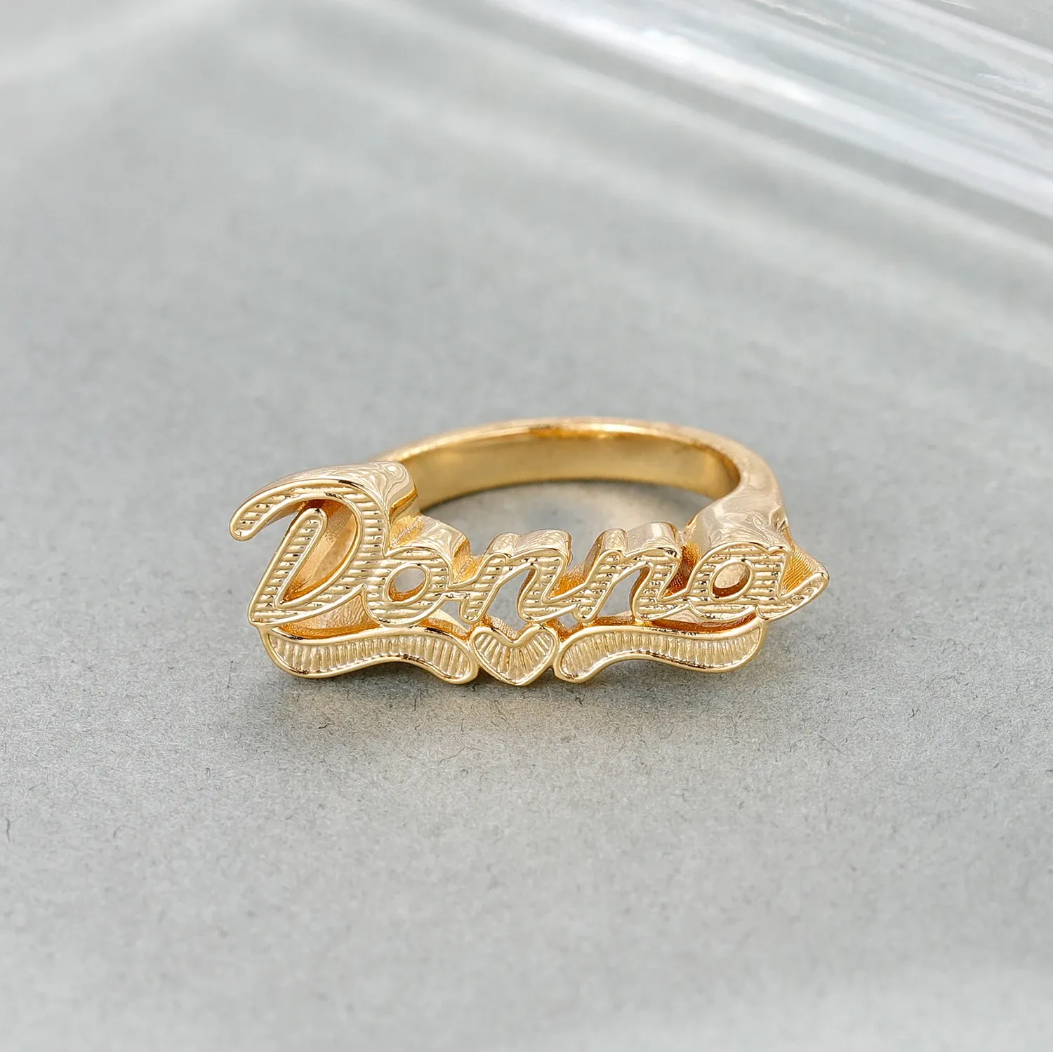 Кольца настраиваемые 3D название кольца из нержавеющей стали украшения с двойным покрытием золотой кольцо Персонализированный свадебный подарок для мужчины