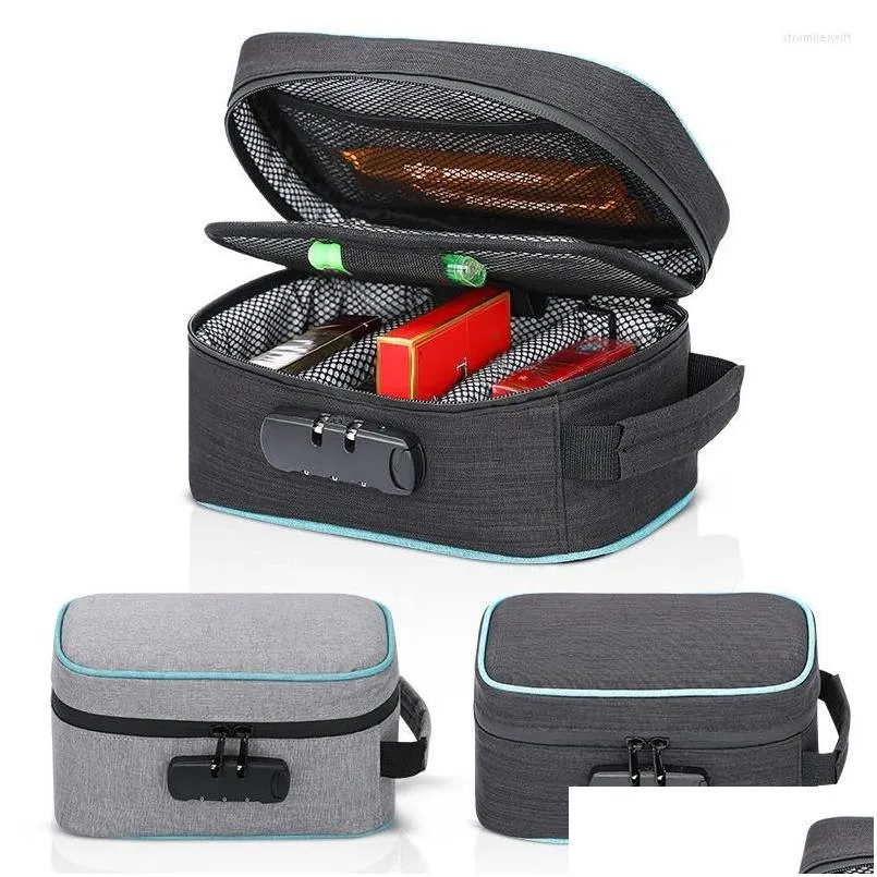 Storage Bags Smell Proof Case Smoking Bag With Combination Lock Stash Box Home Travel Carbon Lined Cigarette Drop Delivery Garden Hous Dhhln