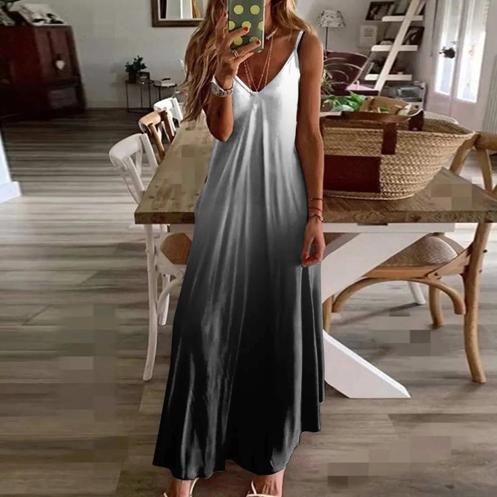 2023 Zomer Bohemian Womens Slip Jurk Lange Aline Oversize Casual Jurken Vrouwelijke Elegante Lente Dame Losse Strand Kleding 240322