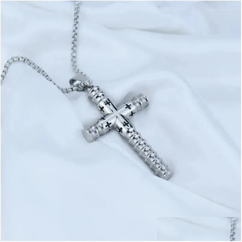 Pendant Necklaces 1Pcs Hip-Hop Cross Necklace Zinc Alloy Punk Design Classic Black Chain Choker Men Women Jewelry Drop Delivery Pendan Dhdfu