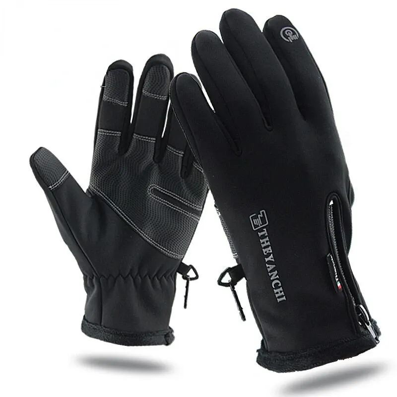 Gloves Bicycle Gloves Winter Motorcycle Riding Windproof Shock Absorption Warm Touch Screen Gloves Ski Gloves Winter Sports Accessories