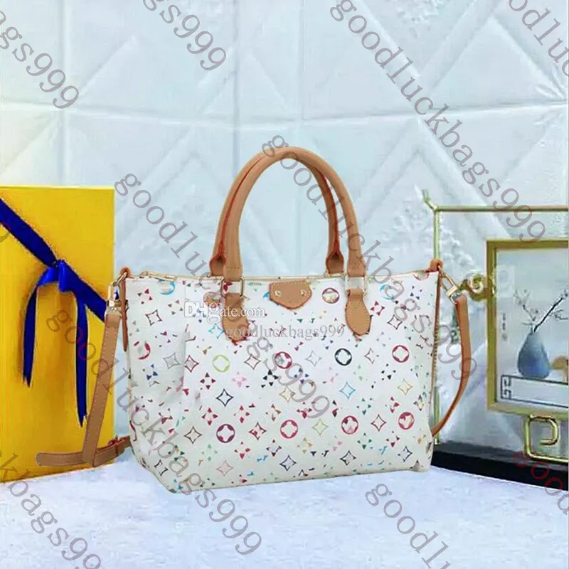 Bolsa de designer para mulheres tote bolsas de luxo bolsa de ombro de alta qualidade couro moda cor flor cruz corpo totes bolsas senhora grande capacidade saco de compras