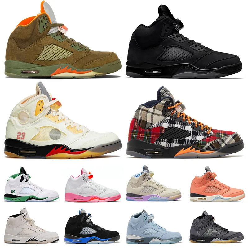 Off White x Nike Air Jordan Retro 5 5s V Jumpman Basketball Shoes Burgundy High DJ Khaled x We The Bests Expression Low Green Bean Florida Gators Blue Bird Sneakers Trainers