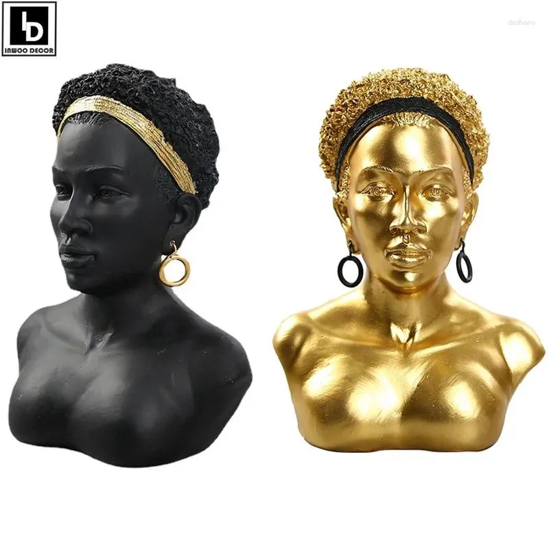 Figurines décoratives africaine noire femme dame fille femme sculpture statue décor à la maison salon meuble TV décoration de bureau ornements
