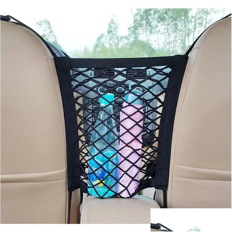 Bilarrangör Kobramax Seat Double Storage Net Bag skräp Tillbehör Modifiering Drop Leverans Automobiles Motorcyklar Interiör Stow OTZSM