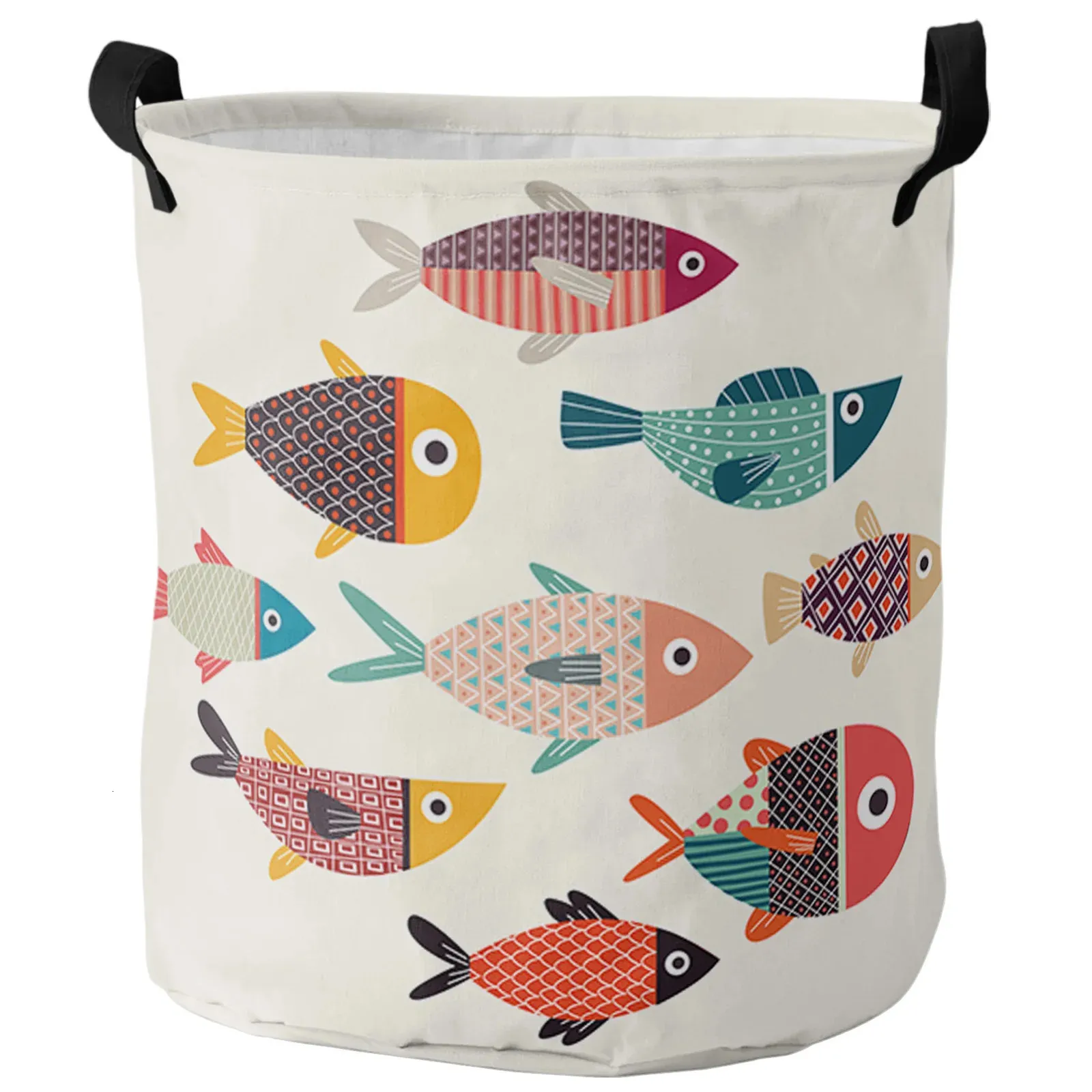 Panier à linge pliable en forme de poisson de dessin animé, panier de grande capacité, organisateur de rangement de vêtements sales, sac d'articles divers pour jouets d'enfants 240401