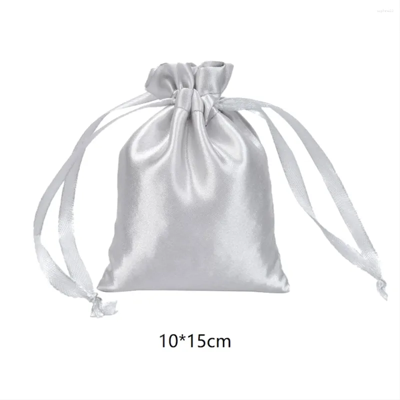 Emballage cadeau 50pcs Sacs de cordon de satin Emballage Bijoux de mariage Cosmétique Téléphone portable Stockage Candy